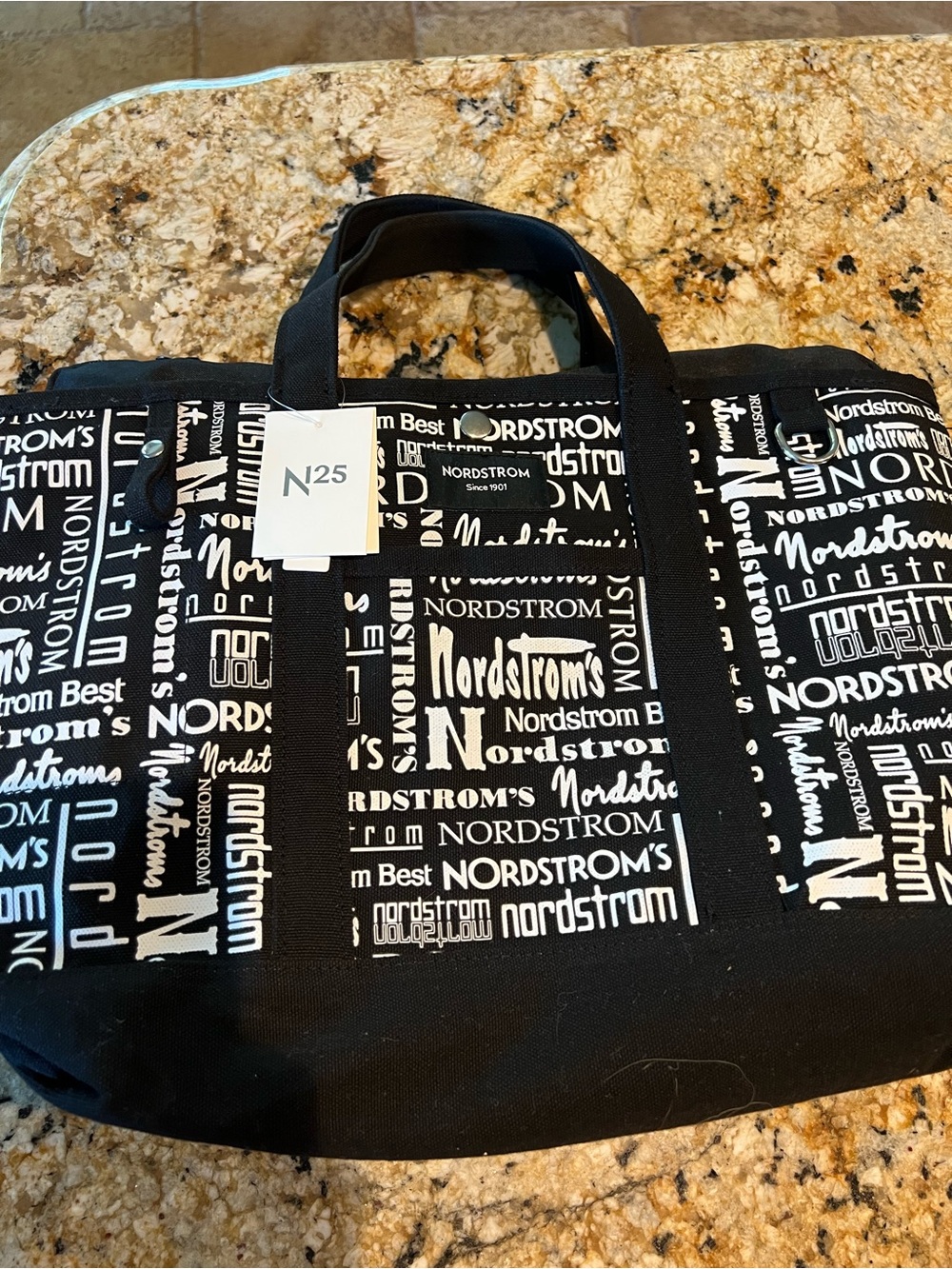 Nordstrom 125 Anniversary
Tote Black White Logo Canvass w/ Detachable Strap NWT